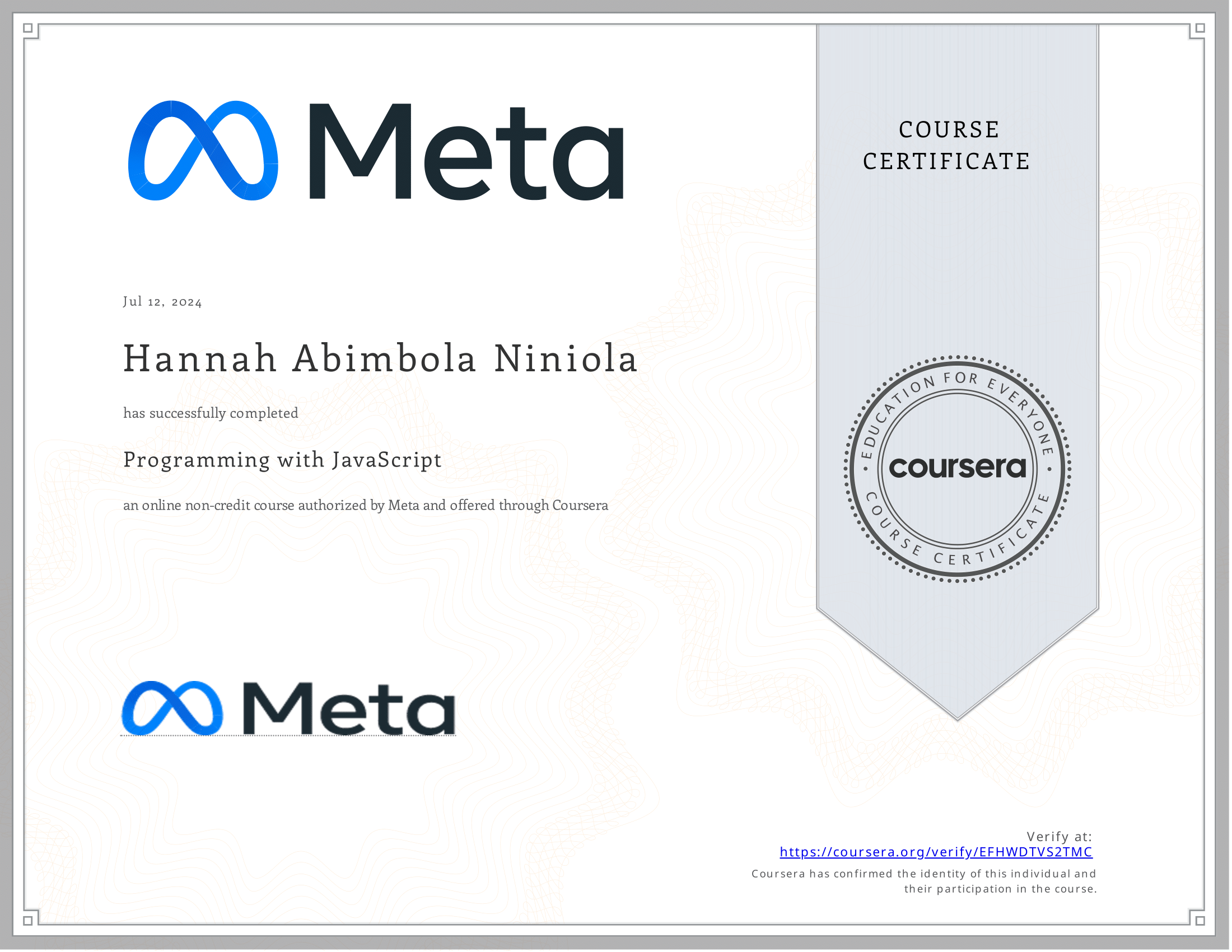 Meta Front-End Certificate